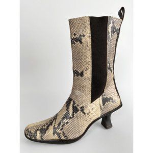 Donald J. Pliner Leather Tall Chelsea Boots Snake Skin Short Kitten Heel Booties